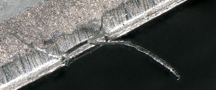 Fully focused image of a burr captured with the VHX Series 4K digital microscope
