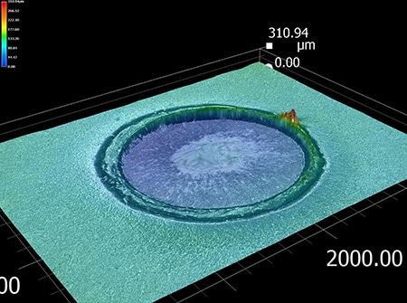 3D measurement and 3D shape display of flash (100x)