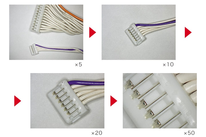 Magnified images of crimped connectors using the VHX Series 4K Digital Microscope