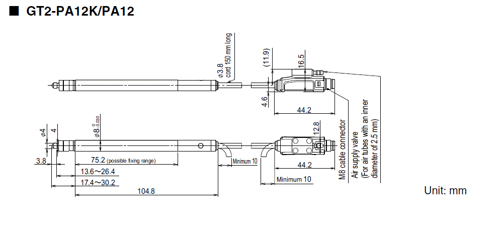 GT2-PA12/PA12K Dimension